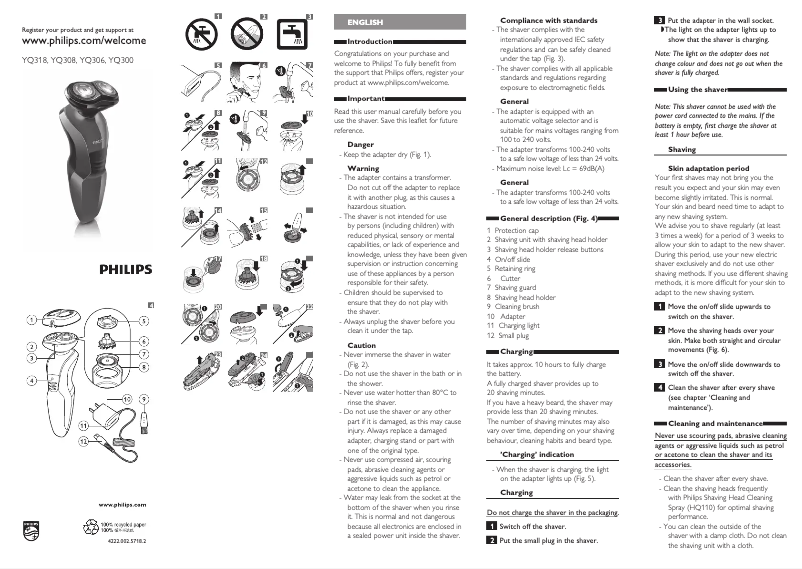 Page n°1 - Manuel utilisateur Philips YQ318
