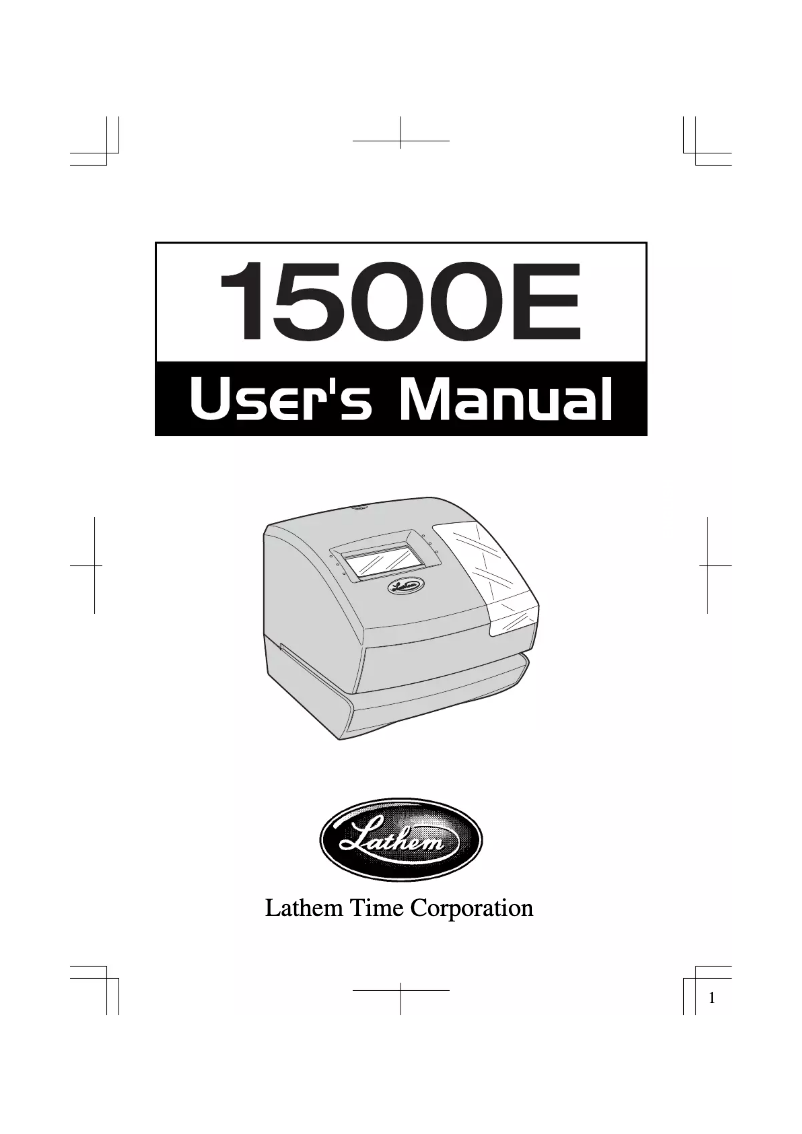 Page n°1 - Manuel utilisateur Lathem 1500E