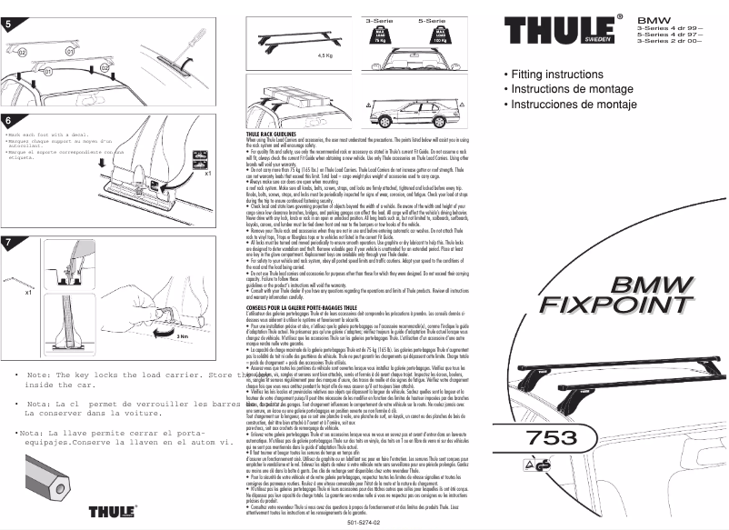 Page 1 de la notice Manuel utilisateur Thule BMW 3 753