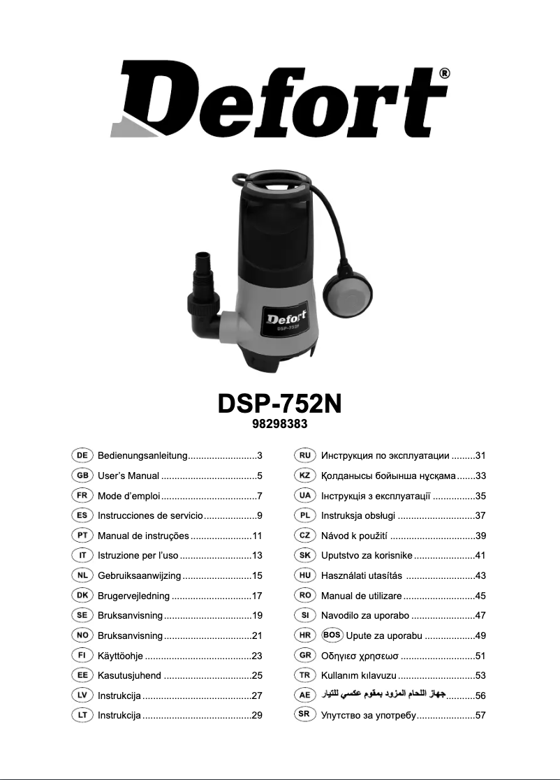 Page n°1 - Manuel utilisateur Defort DSP-752N