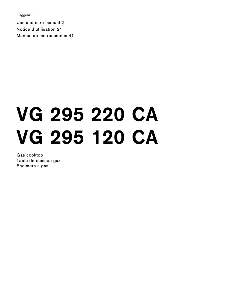 Image de la première page du manuel de l'appareil VG295120CA