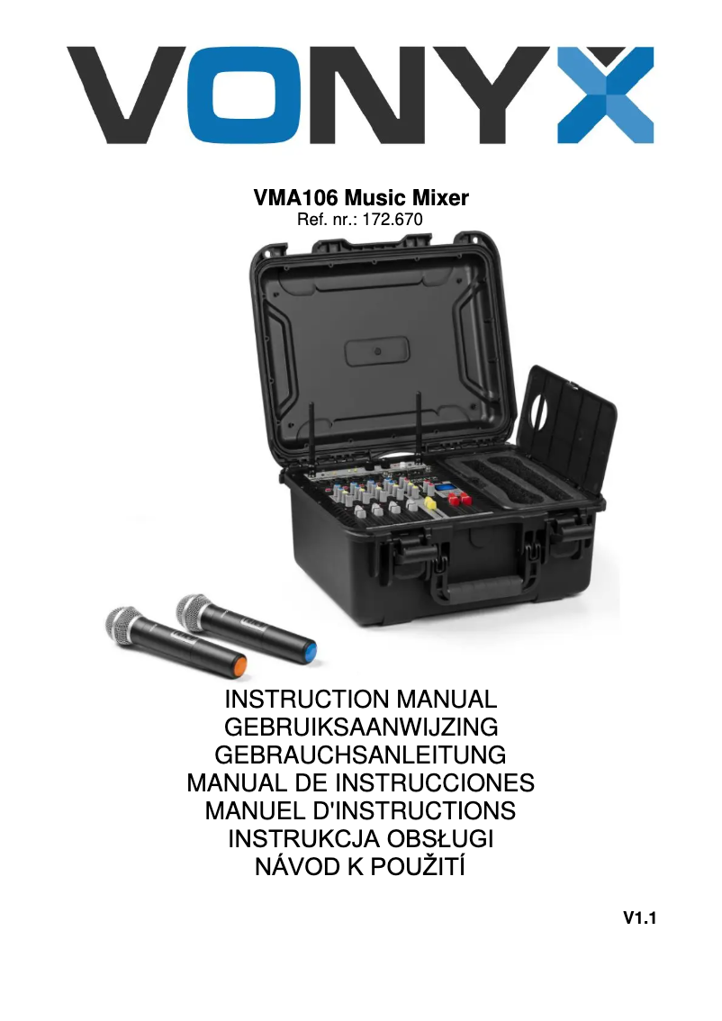 Page 1 de la notice Manuel utilisateur Vonyx VMA106