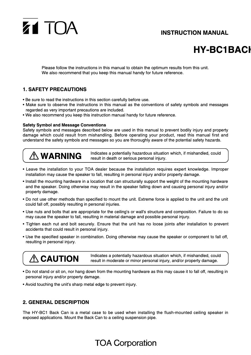 Image de la première page du manuel de l'appareil HY-BC1