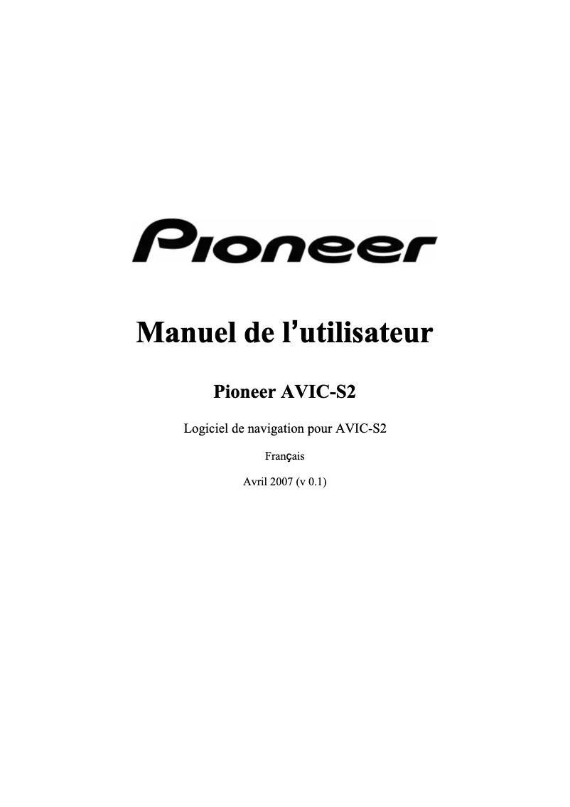 Image de la première page du manuel de l'appareil AVIC-S2