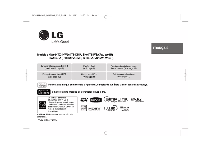 Image de la première page du manuel de l'appareil HW964TZ