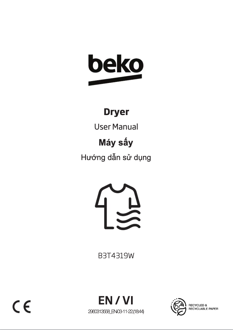 Page 1 de la notice Manuel utilisateur Beko B3T4319W