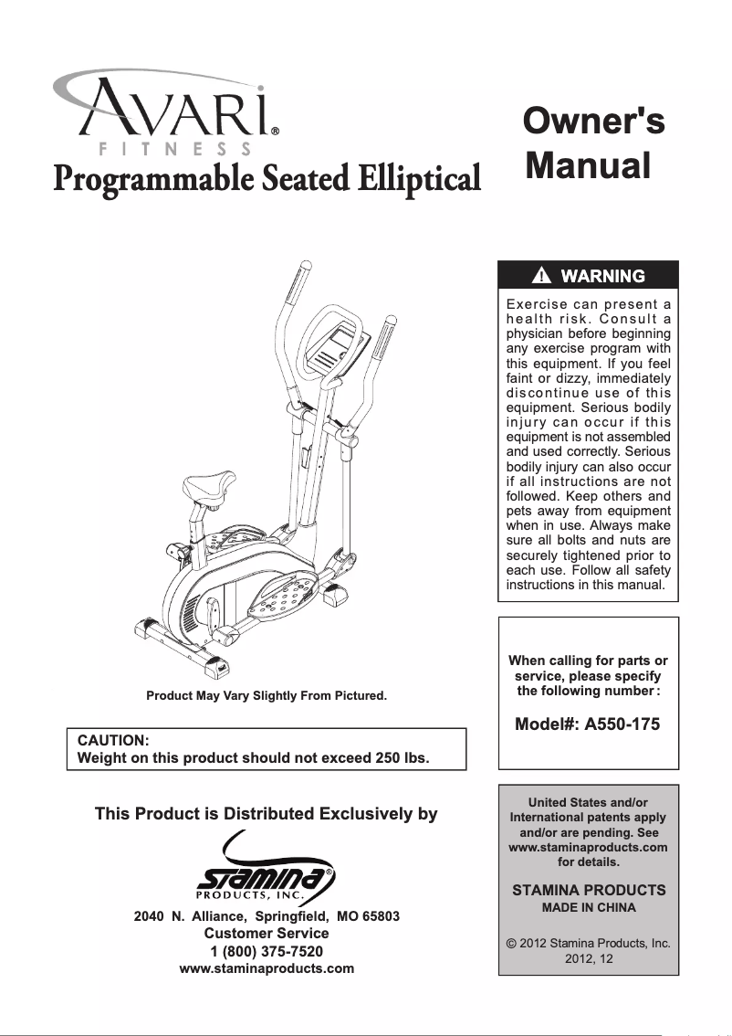 Página 1 del manual Manual de usuario Stamina Avari E175