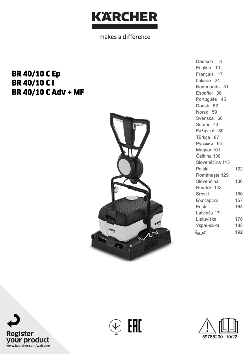 Image de la première page du manuel de l'appareil BR 40/10 C Adv