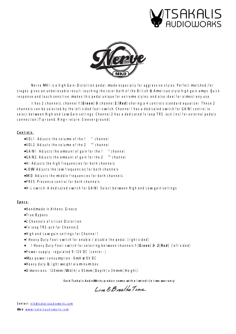 Image de la première page du manuel de l'appareil Nerve MKII