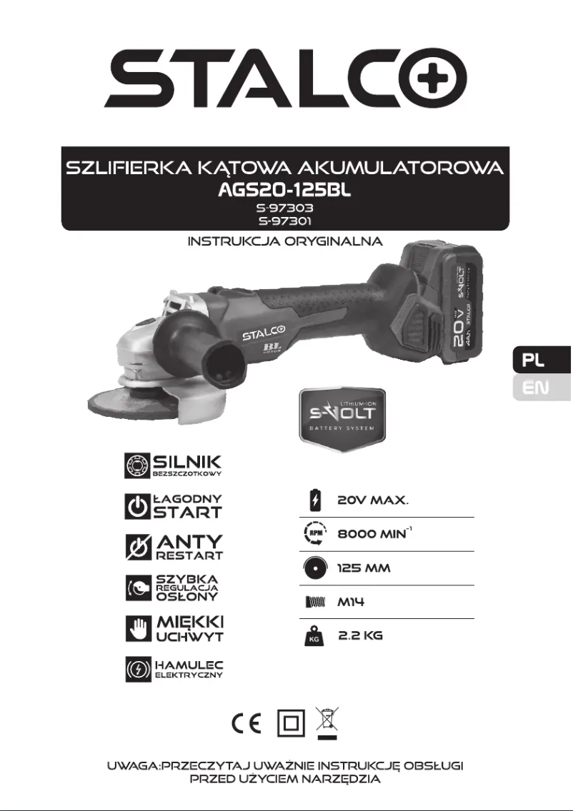 Page n°1 - Manuel utilisateur Stalco AGS20-125BL