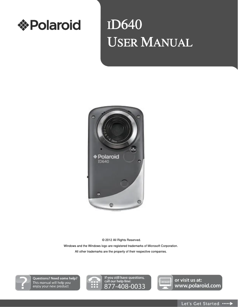 Page 1 de la notice Manuel utilisateur Polaroid iD640