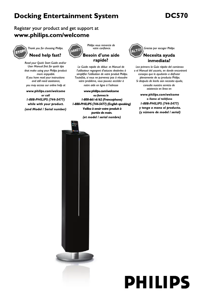 Page n°1 - Manuel utilisateur Philips DC570