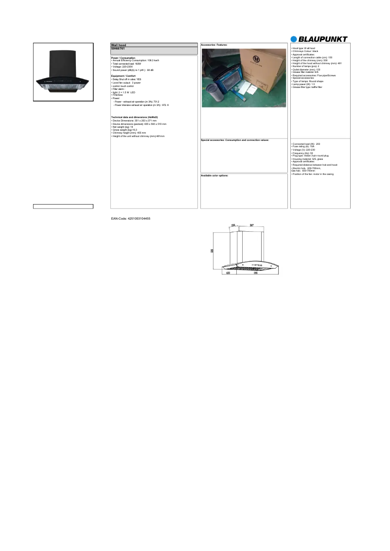 Page n°1 - Fiche technique Blaupunkt 5IH66761