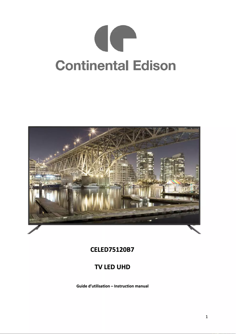 Page 1 de la notice Manuel utilisateur Continental Edison CELED75120B7