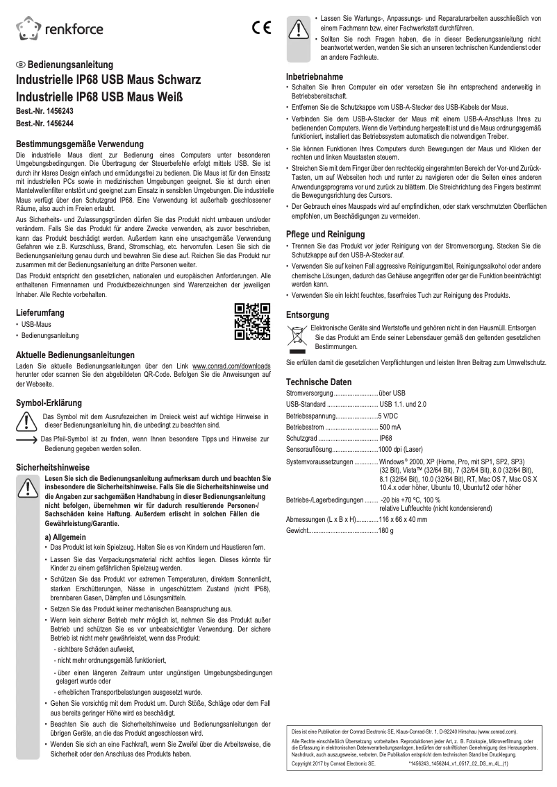 Page 1 de la notice Manuel utilisateur Renkforce IP68