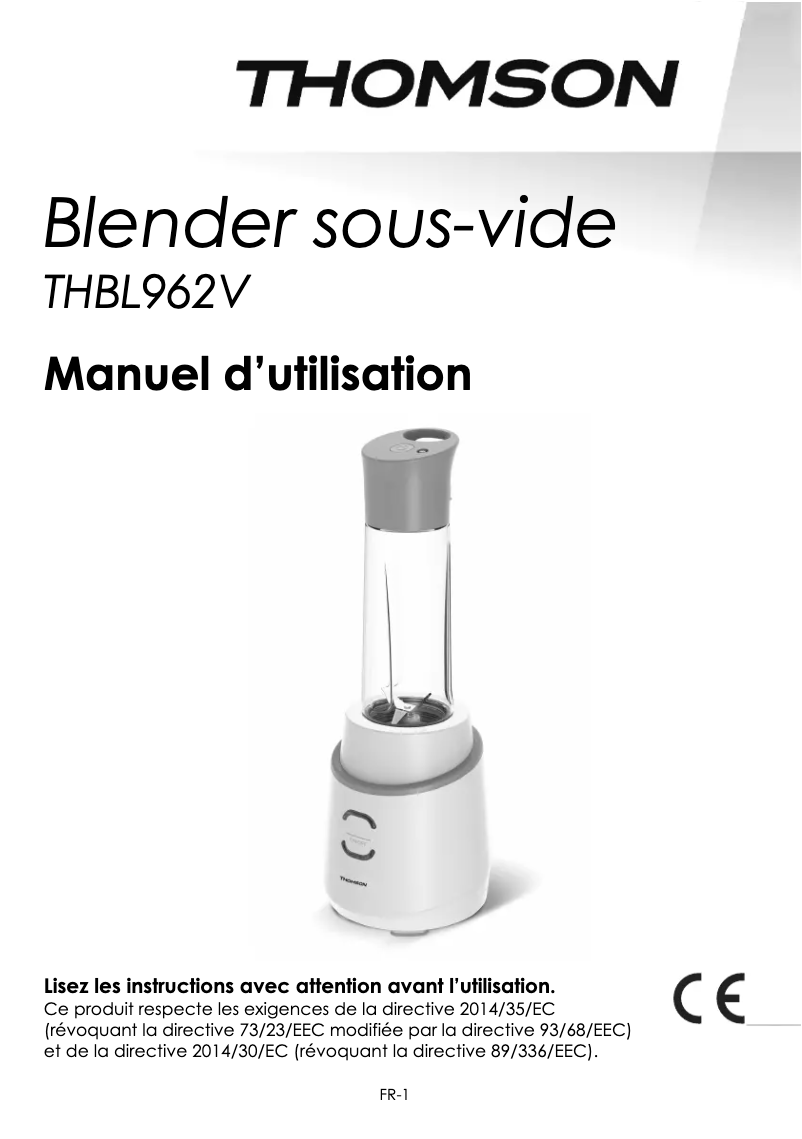 Page n°1 - Manuel utilisateur Thomson THBL962V