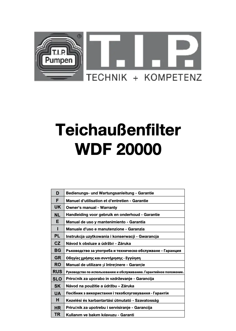 Image de la première page du manuel de l'appareil WDF 20000 UV 18