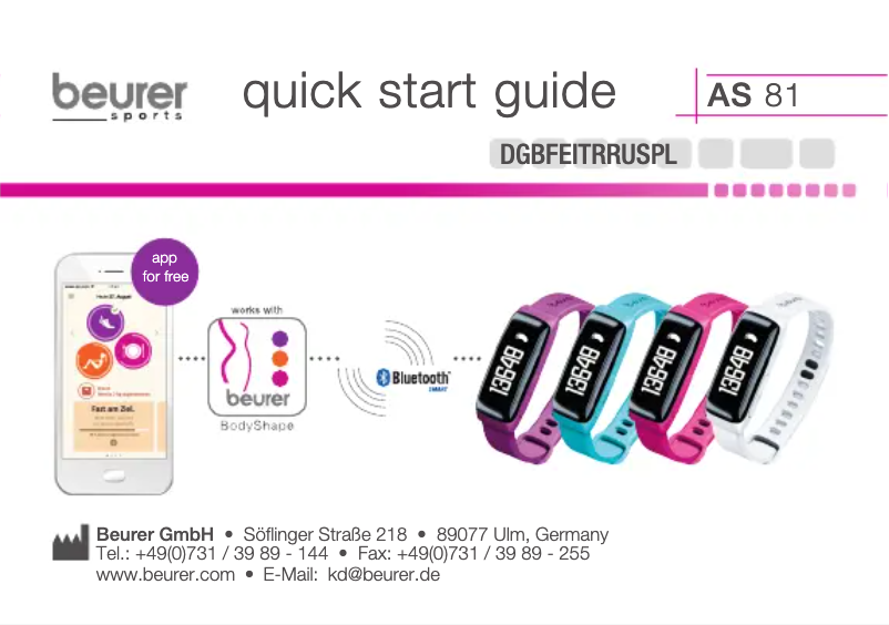 Page 1 de la notice Manuel utilisateur Beurer AS 81 BodyShape