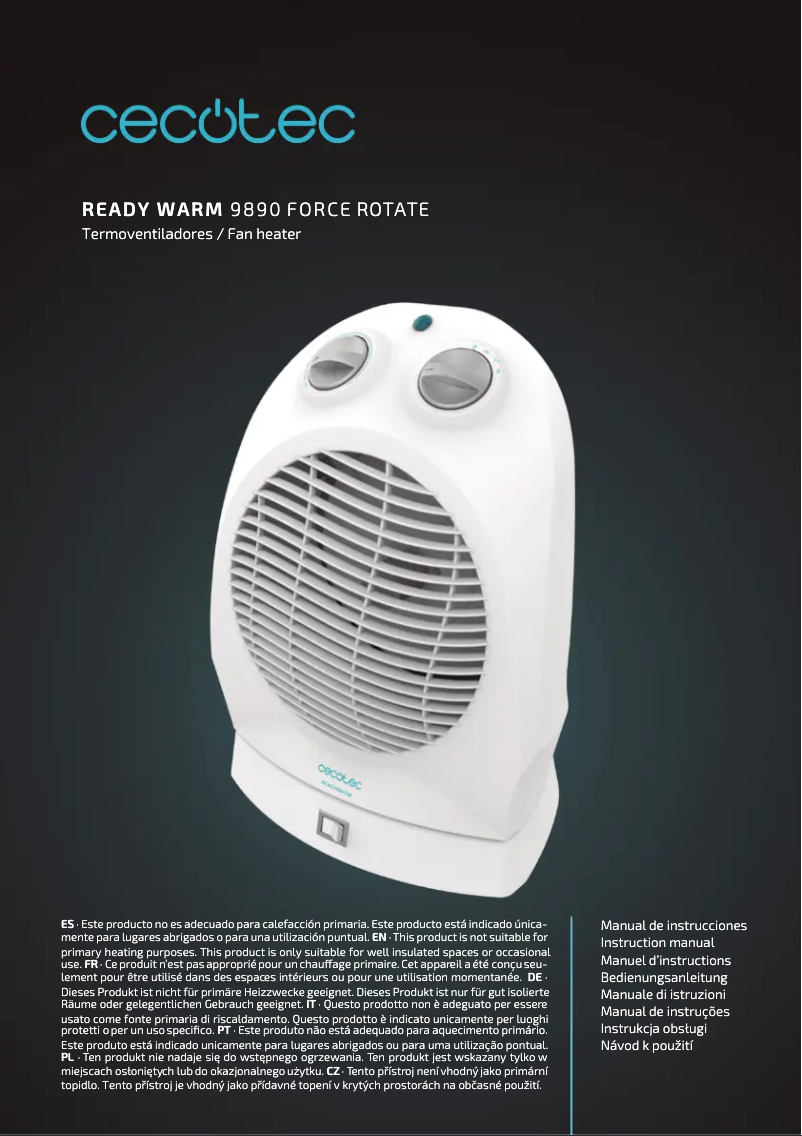 Page 1 of the manual User Manual Cecotec ReadyWarm 9890 Rotate Force