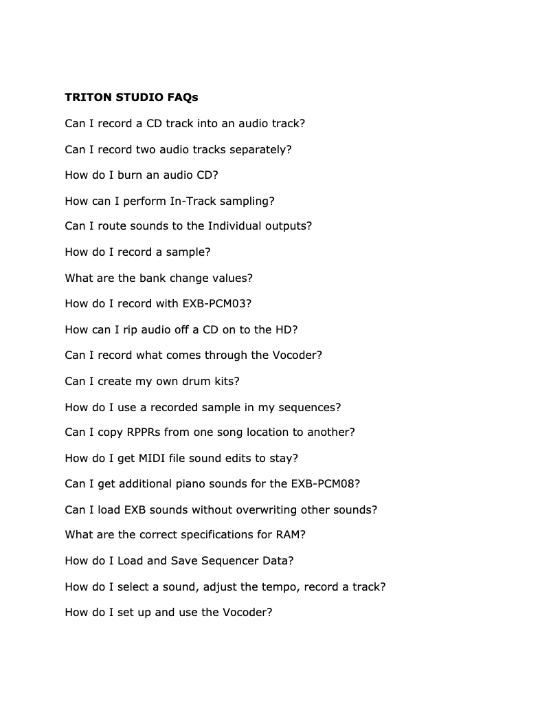 Image de la première page du manuel de l'appareil TRITON STUDIO