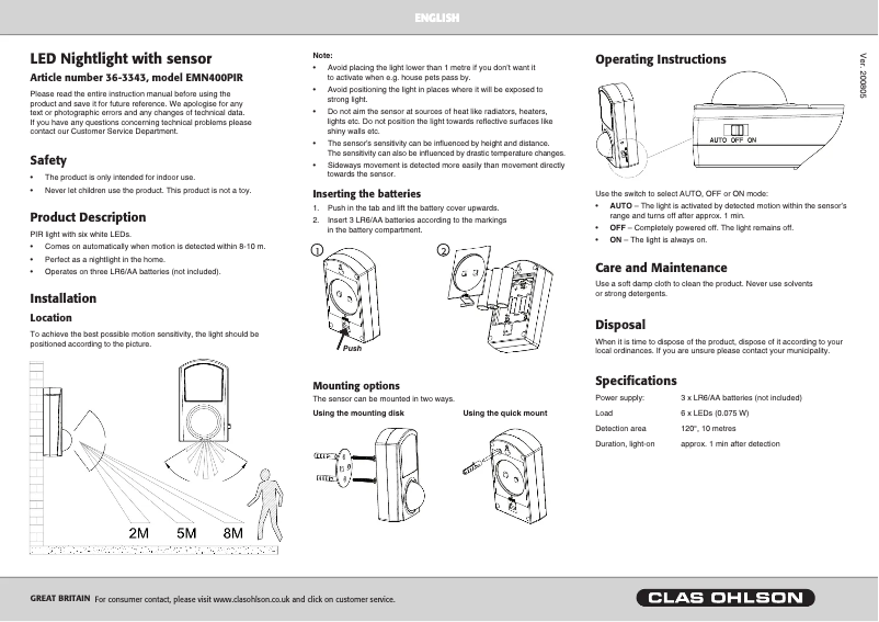 Page n°1 - Manuel utilisateur GAO EMN400PIR