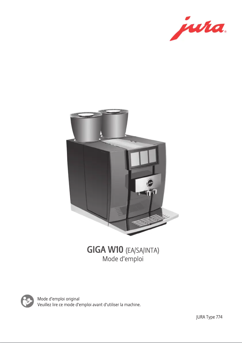 Page n°1 - Manuel utilisateur Jura GIGA W10