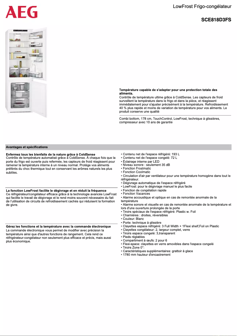 Page n°1 - Fiche technique AEG SCE818D3FS