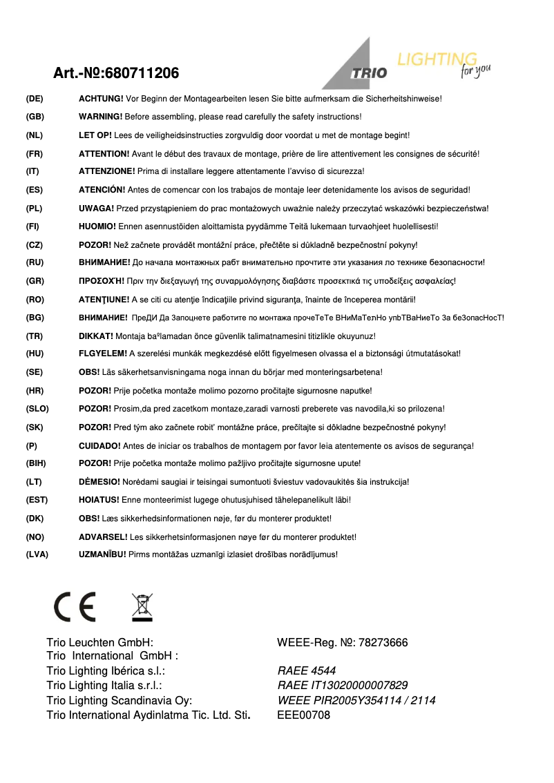 Image de la première page du manuel de l'appareil Nando 680711206