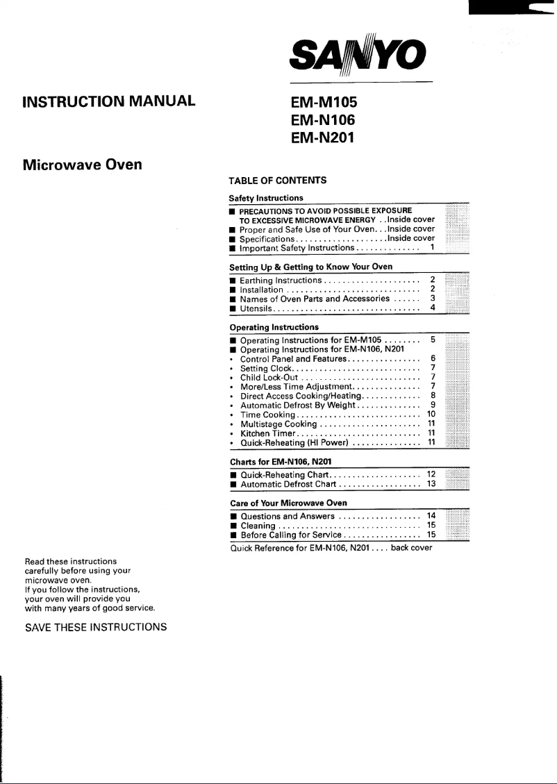 Image de la première page du manuel de l'appareil EM-M105