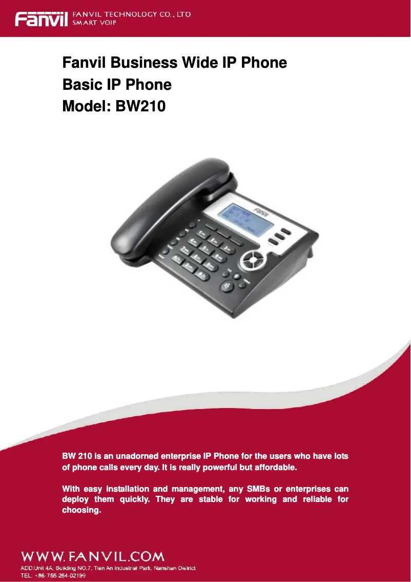 Imagen de la primera página del manual del dispositivo BW210P