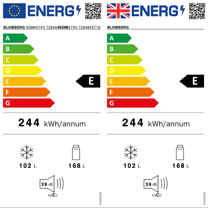 Page n°1 - Label énergétique Blomberg KGM4574VPS