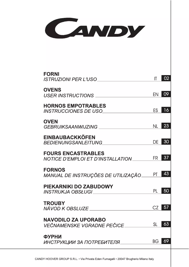 Page n°1 - Manuel utilisateur Candy FCP612NXL/E