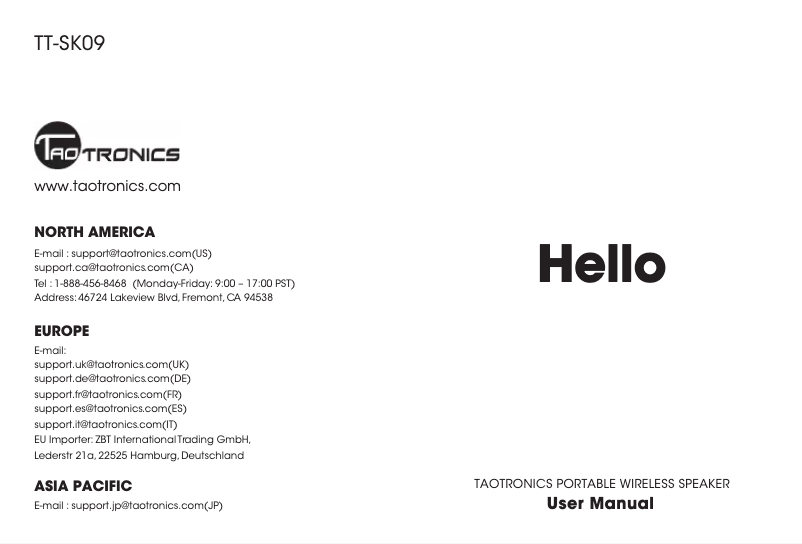 Image de la première page du manuel de l'appareil TT-SK09