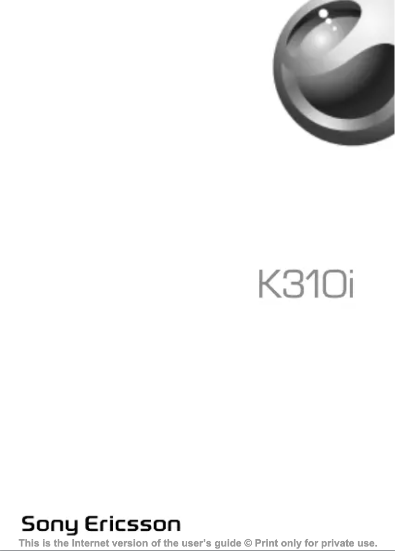 Page n°1 - Manuel utilisateur Sony Ericsson K310i