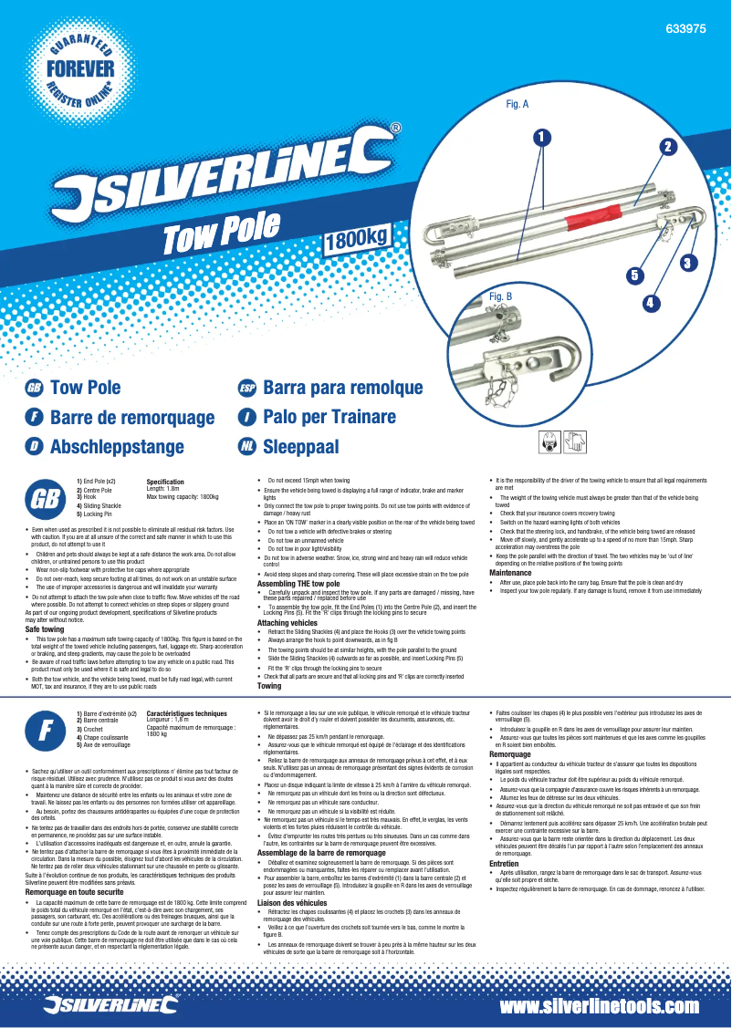 Page 1 de la notice Manuel utilisateur Silverline 633975