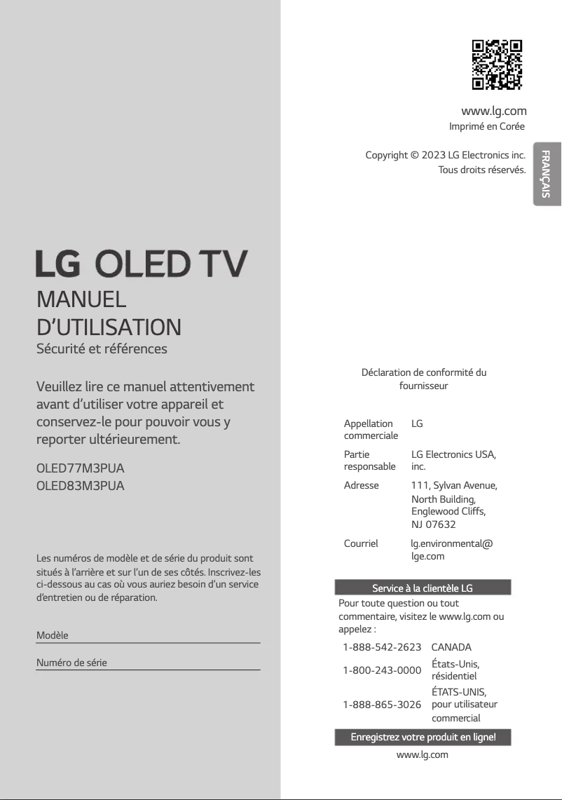 Image de la première page du manuel de l'appareil OLED83M3PUA