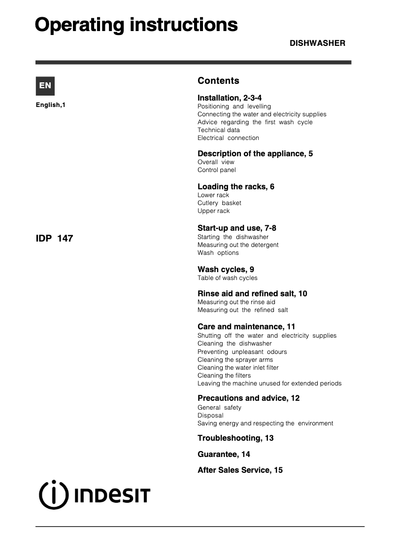 Image de la première page du manuel de l'appareil IDP 147