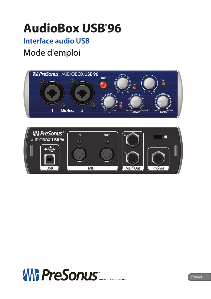 Image de la première page du manuel de l'appareil AudioBox 96 Studio