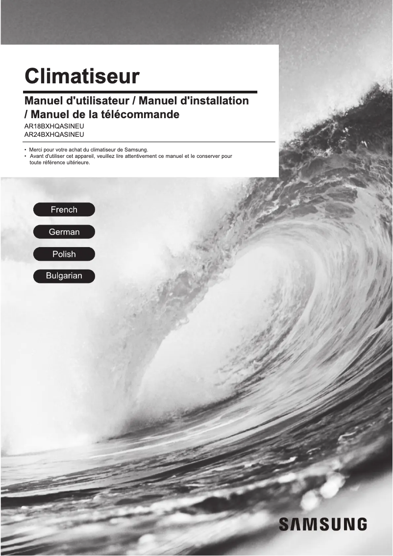 Page 1 de la notice Manuel utilisateur Samsung AR24BXHQASIXEU