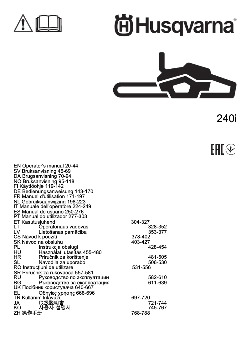 Page 1 de la notice Manuel utilisateur Husqvarna 240i