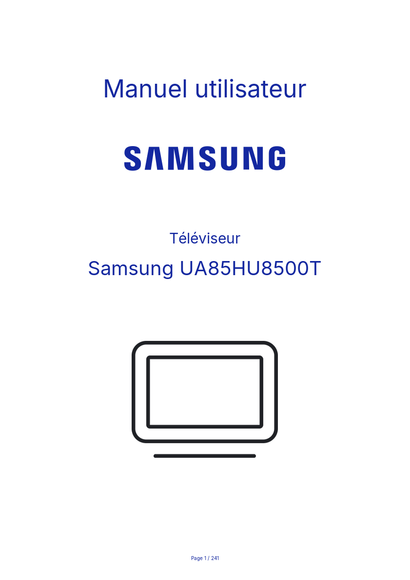 Page 1 de la notice Manuel utilisateur Samsung UA85HU8500T