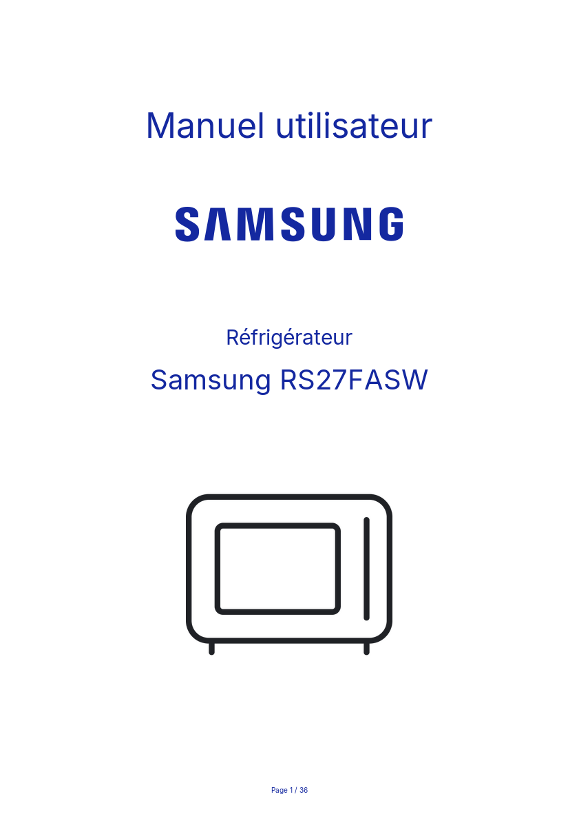Page n°1 - Manuel utilisateur Samsung RS27FASW