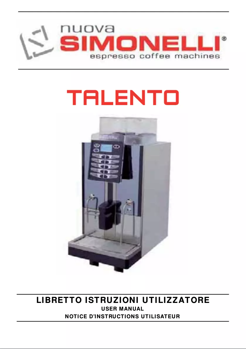 Page 1 de la notice Manuel utilisateur Nuova Simonelli Talento