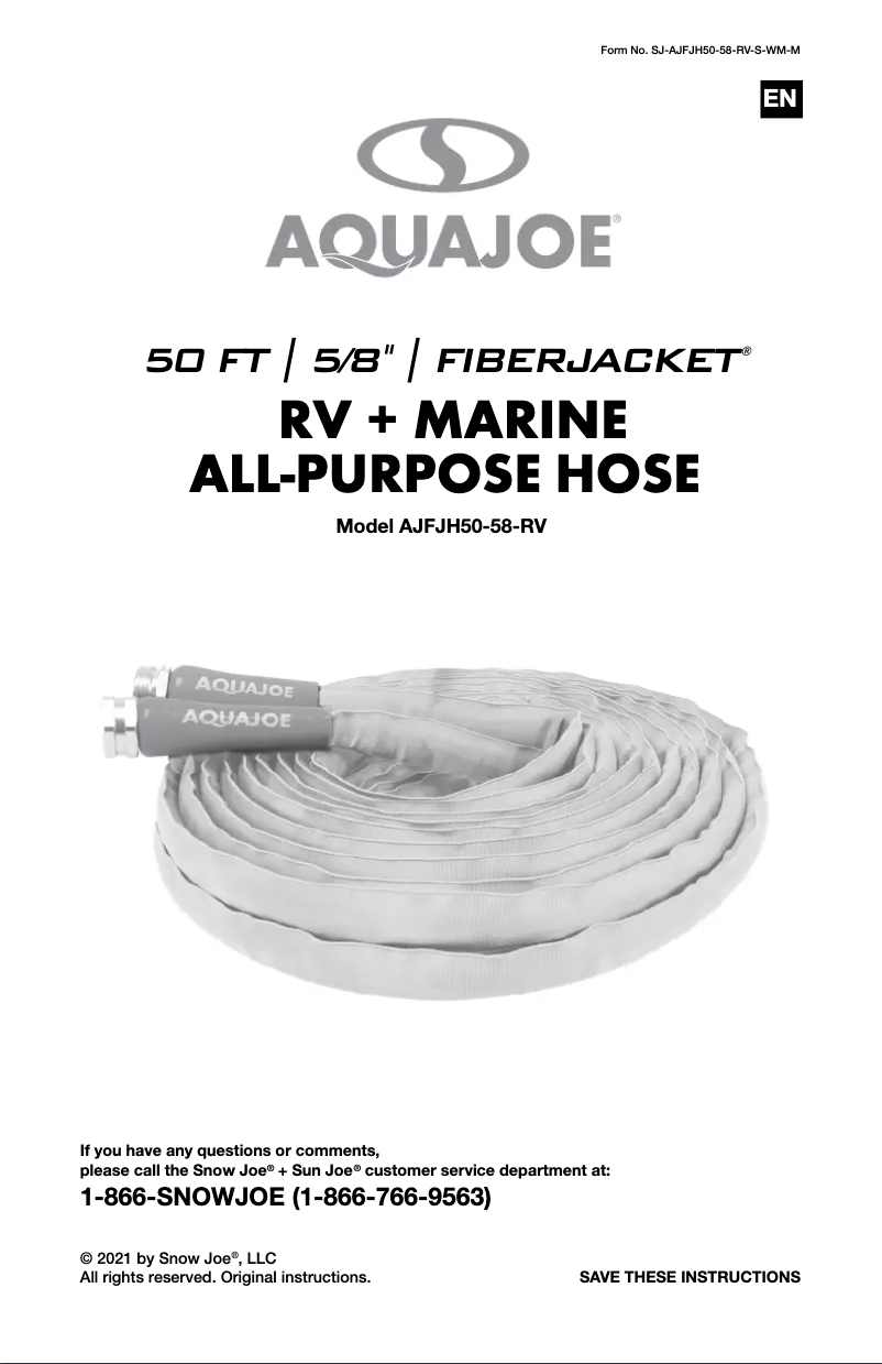 Página 1 del manual Manual de usuario Aqua Joe AJFJH50-58-RV