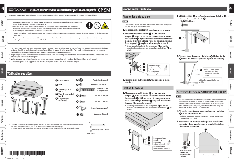 Page 1 de la notice Guide d'installation Roland GP-9M
