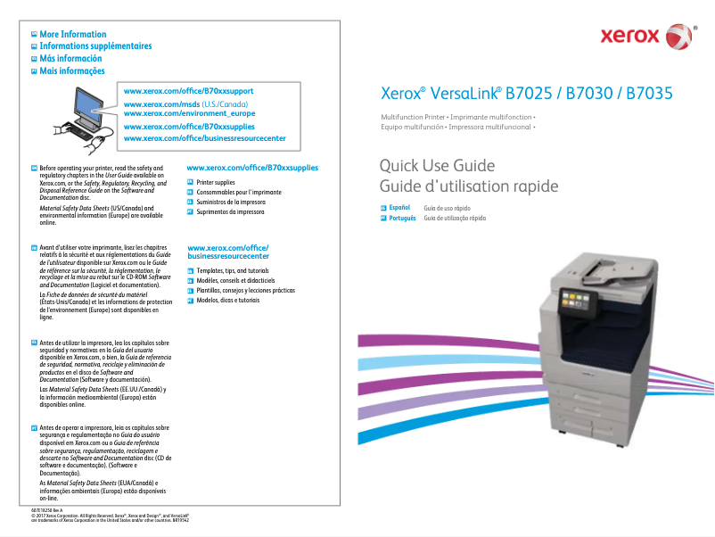 Image de la première page du manuel de l'appareil VersaLink B7035