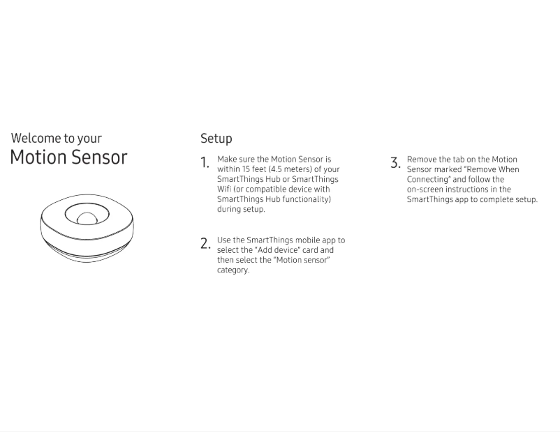 Page 1 de la notice Manuel utilisateur Samsung SmartThings Motion Sensor