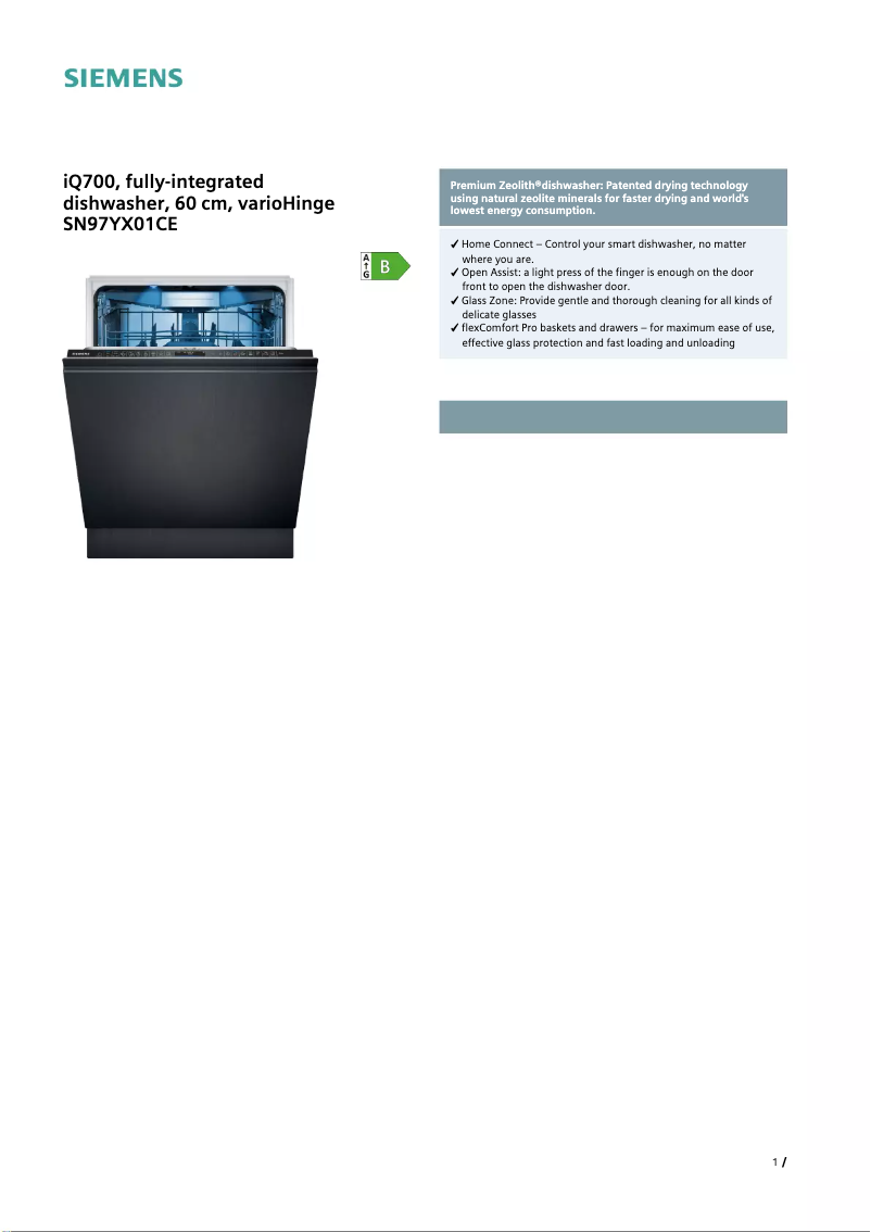 Image de la première page du manuel de l'appareil SN97YX01CE