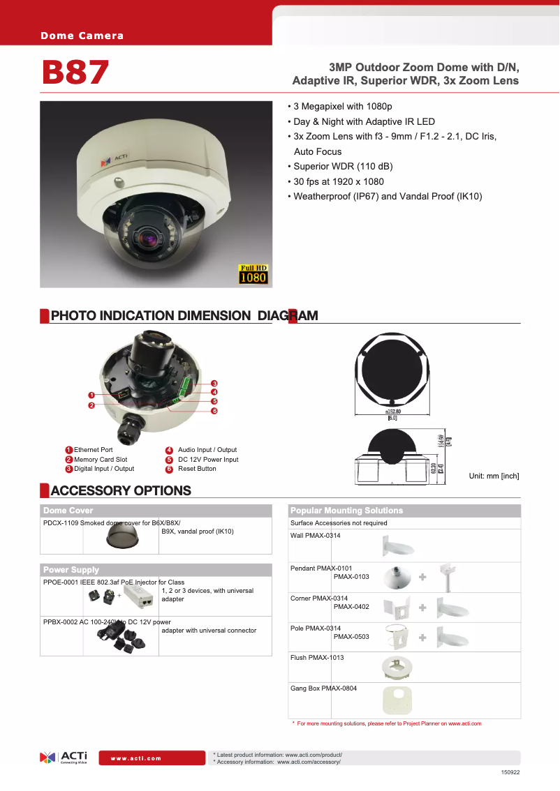 Page 1 de la notice Brochure ACTi B87