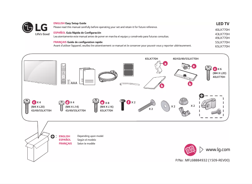 Page 1 de la notice Manuel utilisateur LG 40LX770H
